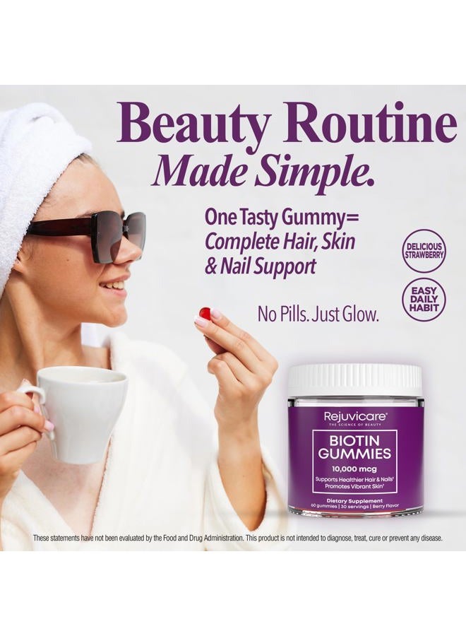 WINDMILL Health Products Biotin Gummies, Strawberry Flavor, 10,000 mcg, 60 Gummies, Rejuvicare - Image 3