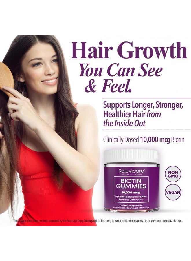 WINDMILL Health Products Biotin Gummies, Strawberry Flavor, 10,000 mcg, 60 Gummies, Rejuvicare - Image 2