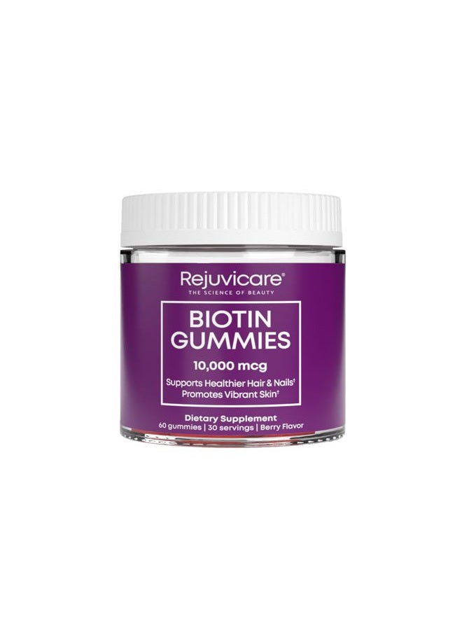 WINDMILL Health Products Biotin Gummies, Strawberry Flavor, 10,000 mcg, 60 Gummies, Rejuvicare - Image 1