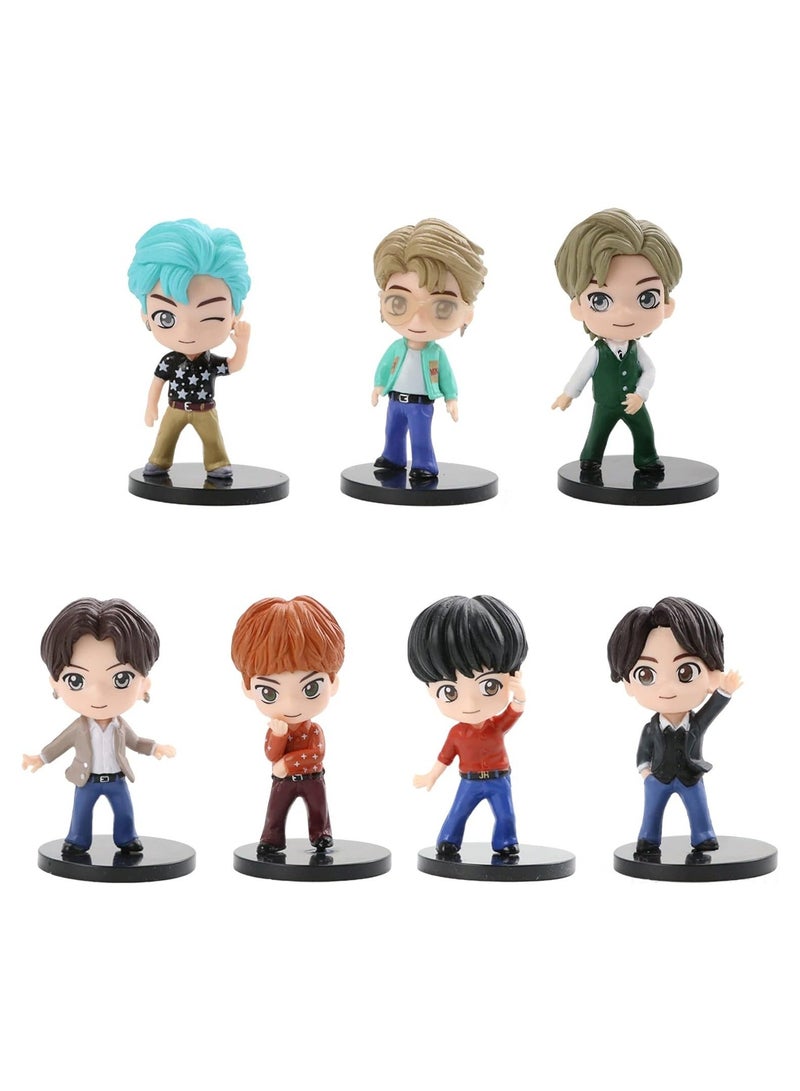7 Pcs Bulletproof Boys Group Cake Bowler Hat Dolls, PVC Model Toys Cute A.R.M.Y Movable Mannequin Dolls Girls Gift  - Image 1