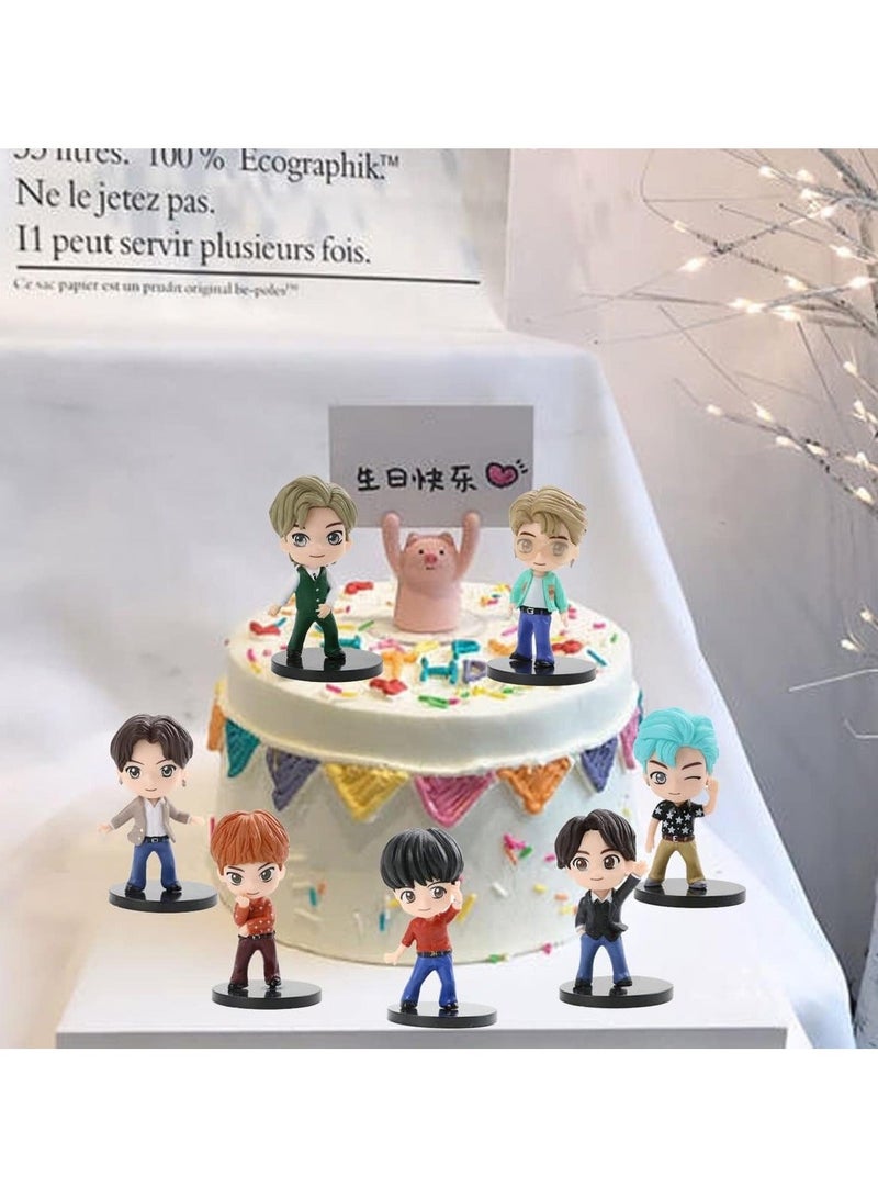 7 Pcs Bulletproof Boys Group Cake Bowler Hat Dolls, PVC Model Toys Cute A.R.M.Y Movable Mannequin Dolls Girls Gift  - Image 4