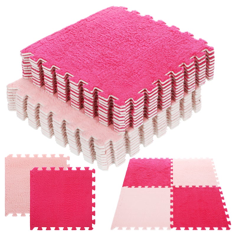 20pcs Plush Interlocking Floor Mats Puzzle Mats Tiles Interlocking Floor Carpet Squares For Home Nursery Playroom - Image 1