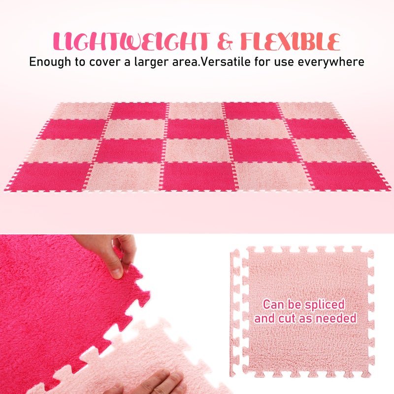 20pcs Plush Interlocking Floor Mats Puzzle Mats Tiles Interlocking Floor Carpet Squares For Home Nursery Playroom - Image 2