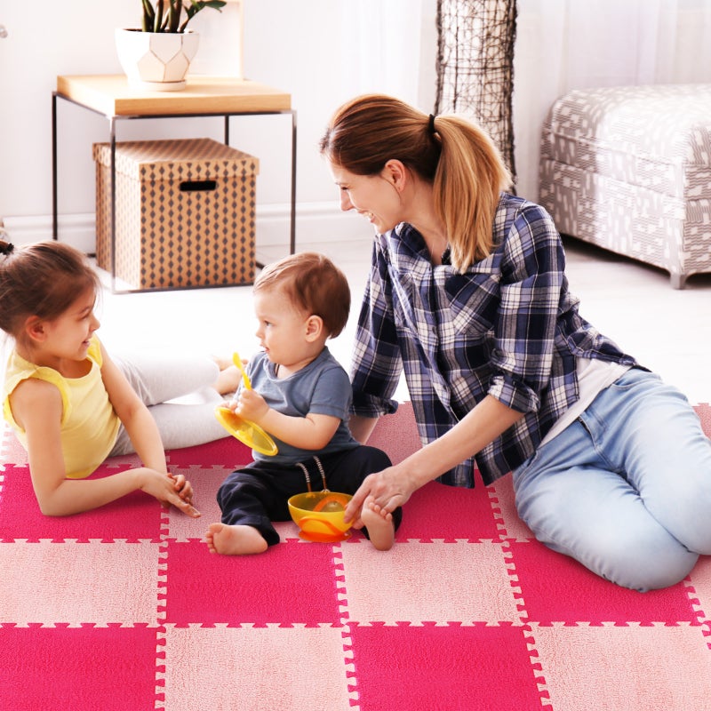 20pcs Plush Interlocking Floor Mats Puzzle Mats Tiles Interlocking Floor Carpet Squares For Home Nursery Playroom - Image 4