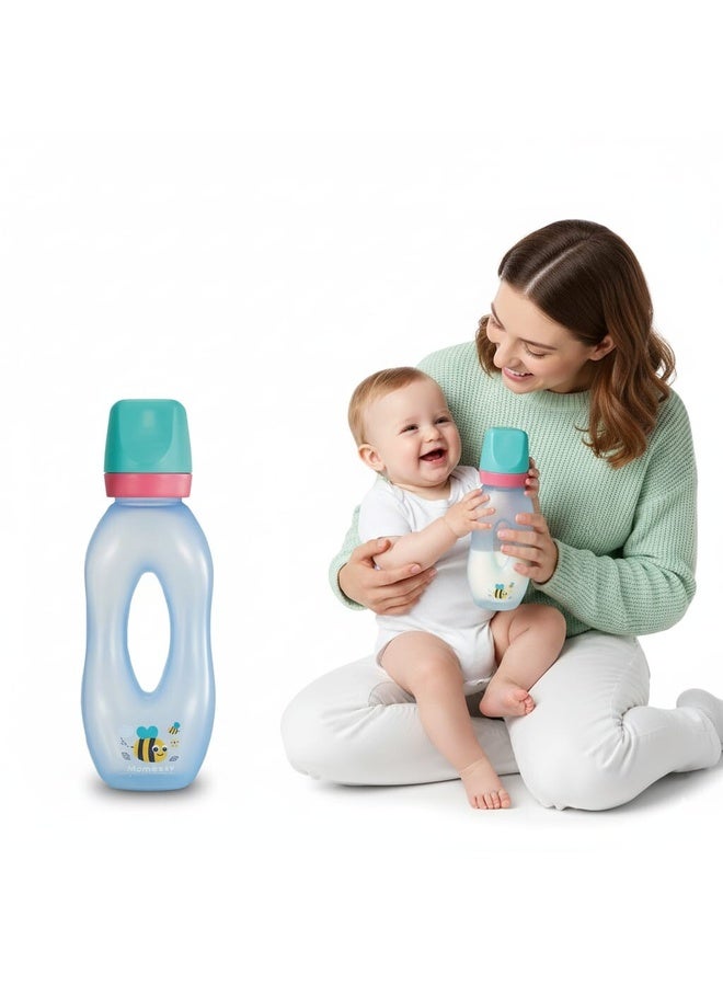 Momeasy 270ml Baby Feeding Bottle With Ergonomic Grip Design 44661 Blue - Image 2