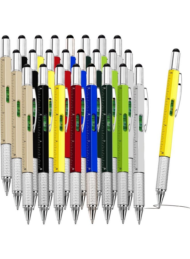 Zhanmai 72 Pcs Gift Pen Multi Tool Pen 6 In 1 Multifunction Pen Tactical Pen With Levelgauge Ruler Screwdriver Stylus Ballpoint Pen And 80 Pcs Replacement Refills, For Student Back To School Favors 8 Colors - Image 1