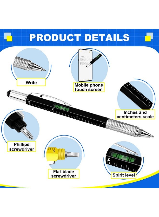 Zhanmai 72 Pcs Gift Pen Multi Tool Pen 6 In 1 Multifunction Pen Tactical Pen With Levelgauge Ruler Screwdriver Stylus Ballpoint Pen And 80 Pcs Replacement Refills, For Student Back To School Favors 8 Colors - Image 3