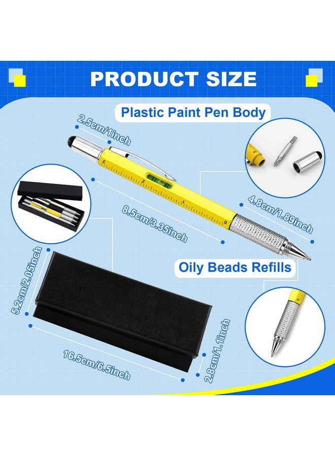 Zhanmai 72 Pcs Gift Pen Multi Tool Pen 6 In 1 Multifunction Pen Tactical Pen With Levelgauge Ruler Screwdriver Stylus Ballpoint Pen And 80 Pcs Replacement Refills, For Student Back To School Favors 8 Colors - Image 2