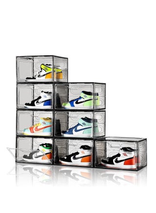 New Gray 8 Pack Shoe Boxes Stackable, Large Shoe Storage Organizer with Lids,Drop Side Shoe Containers for Entryway,Sneaker Storage Fit up to US Size 14 for Men/Women - pzsku/Z88690A428691D44C1F38Z/45/_/1704961337/d29f4058-558a-42bb-a7d7-7374d735d5fd