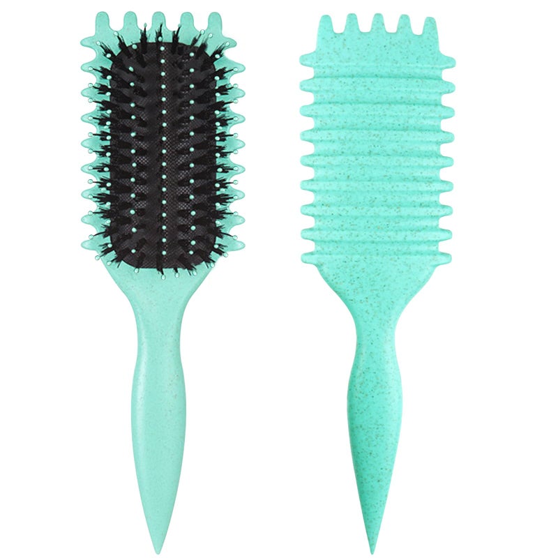 UVZNUMG Curl Defining Brush, 1 PCS Curly Hair Brush, Brush for Curly Hair, for Combing and Shaping Men's and Women's Curls to Reduce Pulling (Green) - Image 1