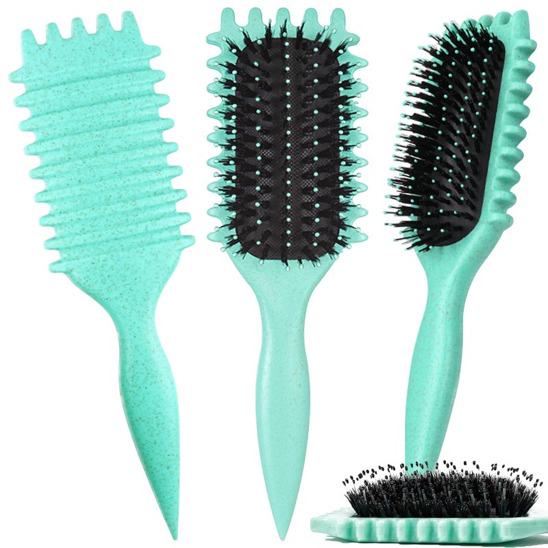 UVZNUMG Curl Defining Brush, 1 PCS Curly Hair Brush, Brush for Curly Hair, for Combing and Shaping Men's and Women's Curls to Reduce Pulling (Green) - Image 2
