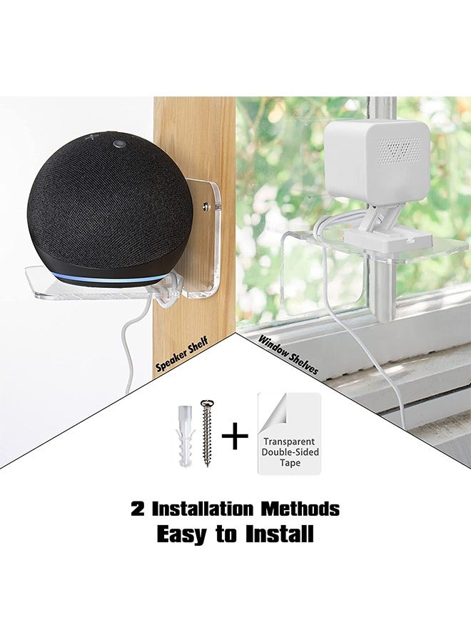 3 Pcs Acrylic Floating Wall Shelves, with Cable Clips  Strong Tapes  Screws, No Drill Universal Small Wall Shelf, Universal Adhesive Shelf Easy to Install, 10*10*5CM - Image 4