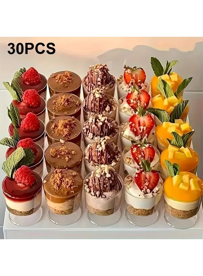 30 قطعة من أكواب الحلوى الأنيقة مع قاعدة قوية مزودة بأرجل لتقديم الموس والآيس كريم والبودينغ والكيك - Image 4