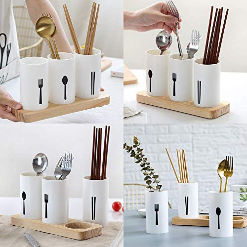 KITOME 3 Compartment Cutlery Holder for Kitchen and Dining Table, Spoon & Utensil Organizer Stand, Plastic Kitchen Storage Holder - Image 3