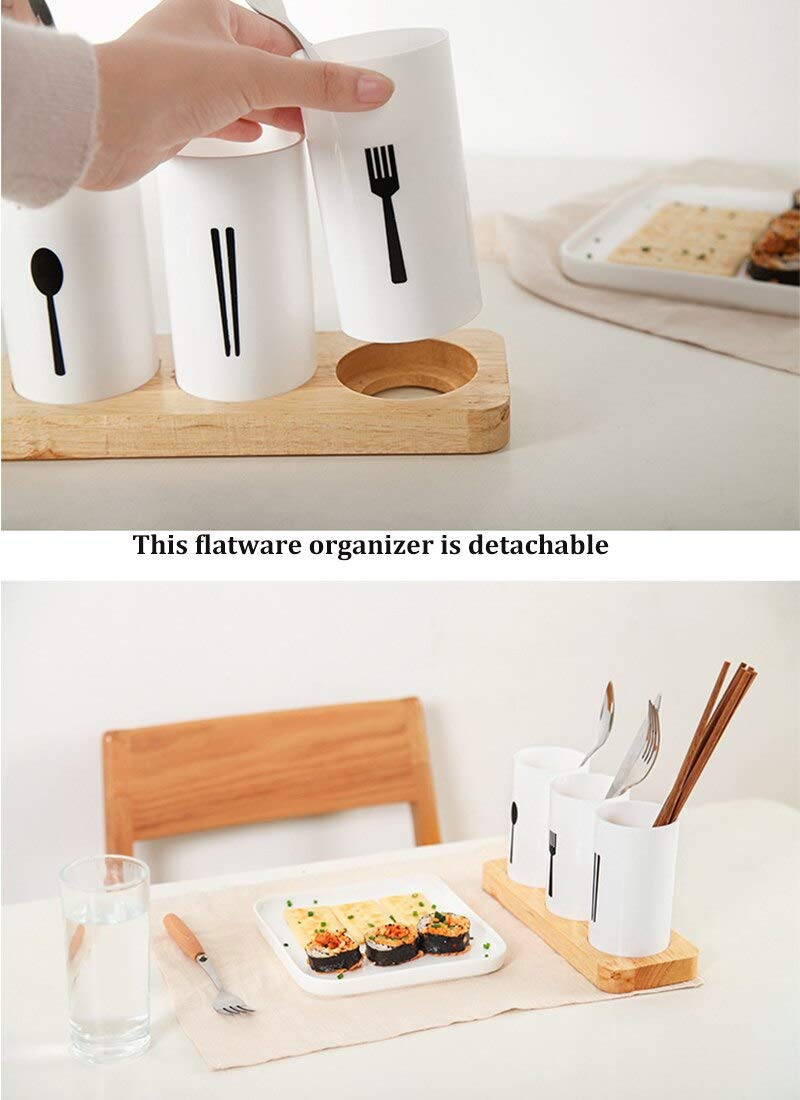 KITOME 3 Compartment Cutlery Holder for Kitchen and Dining Table, Spoon & Utensil Organizer Stand, Plastic Kitchen Storage Holder - Image 4