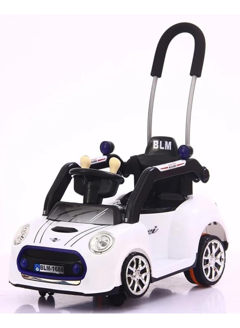 ECVV Four Wheeled Children's Electric Kids Car Kids Ride On Car Toy with Parental Handle, Music & Light, Car for Children | Baby Ride on Car for Kids 1 to 4 Years Boy and Girl (6V4.5A) (White) - Image 1