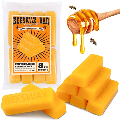 TRINIDa 8oz Yellow Beeswax Bars Natural Organic Beeswax Block 8 PCS Bees Wax Candle Making Beeswax for Candle Making Bees Wax Making for Skincare Lip Balms Lotions Cosmetic Grade - Image 1