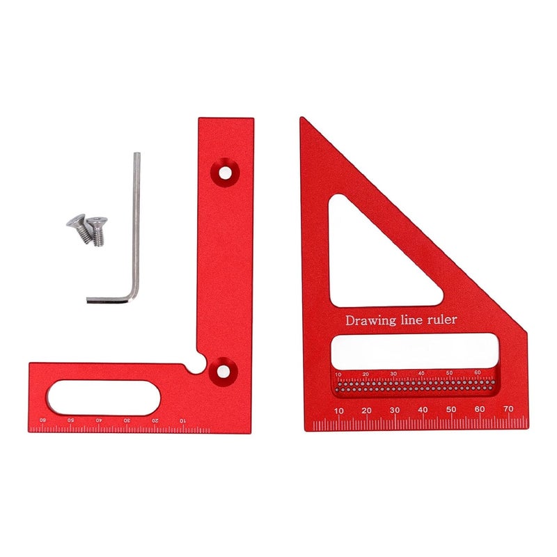 3D Multi Angle Measuring Ruler, Aluminum Alloy Woodworking Square Protractor, 45 90 Degree Miter Triangle Ruler for Woodworking, DIY Projects, Engineers and Carpenters, with - Image 1