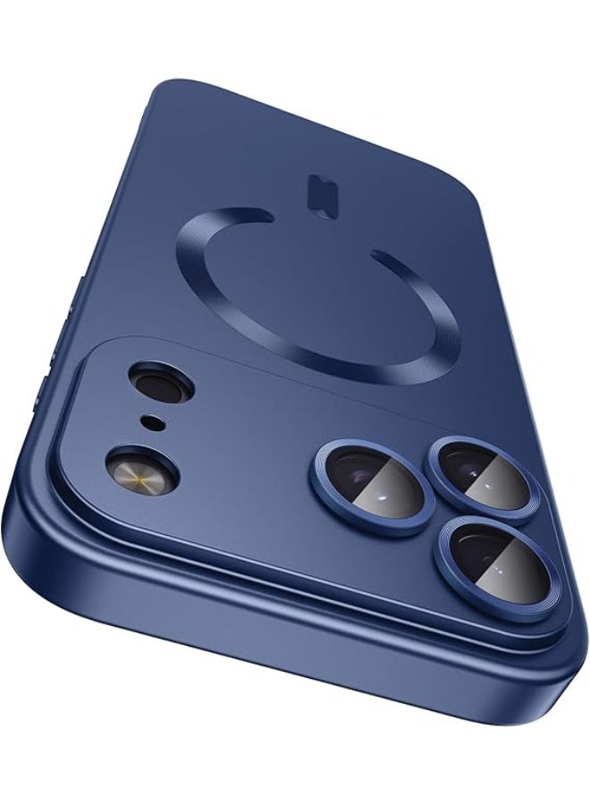 Compatible with Magnetic for iPhone 17 Pro Case [Compatible with MagSafe][Built-in Camera Lens Protector] Slim Thin Soft Silicone Bumper Shockproof Metallic Luster Phone Case (Blue) - Image 1