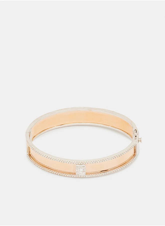 أناكا 18Kt Rose Gold Bangles Studded with Natural Diamonds