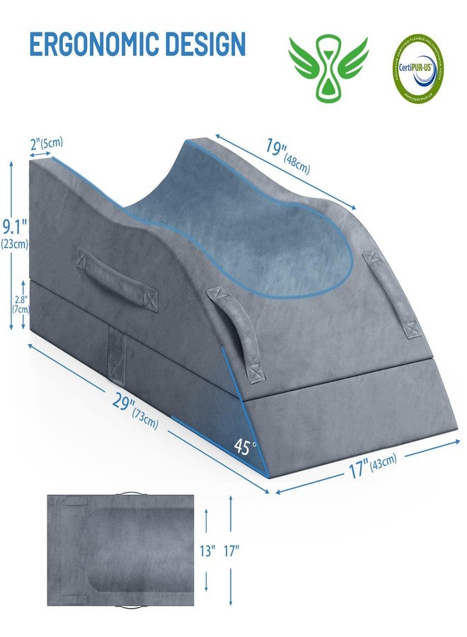 TranquilRelax Double Leg Elevation Pillows, Wedge Pillow for After Surgery, Memory Foam Support Adjustable, Comfort Care for Back Knee Hip Ankles Pain, Knee Pillow for Sleeping Blood Circulation Grey - Image 2