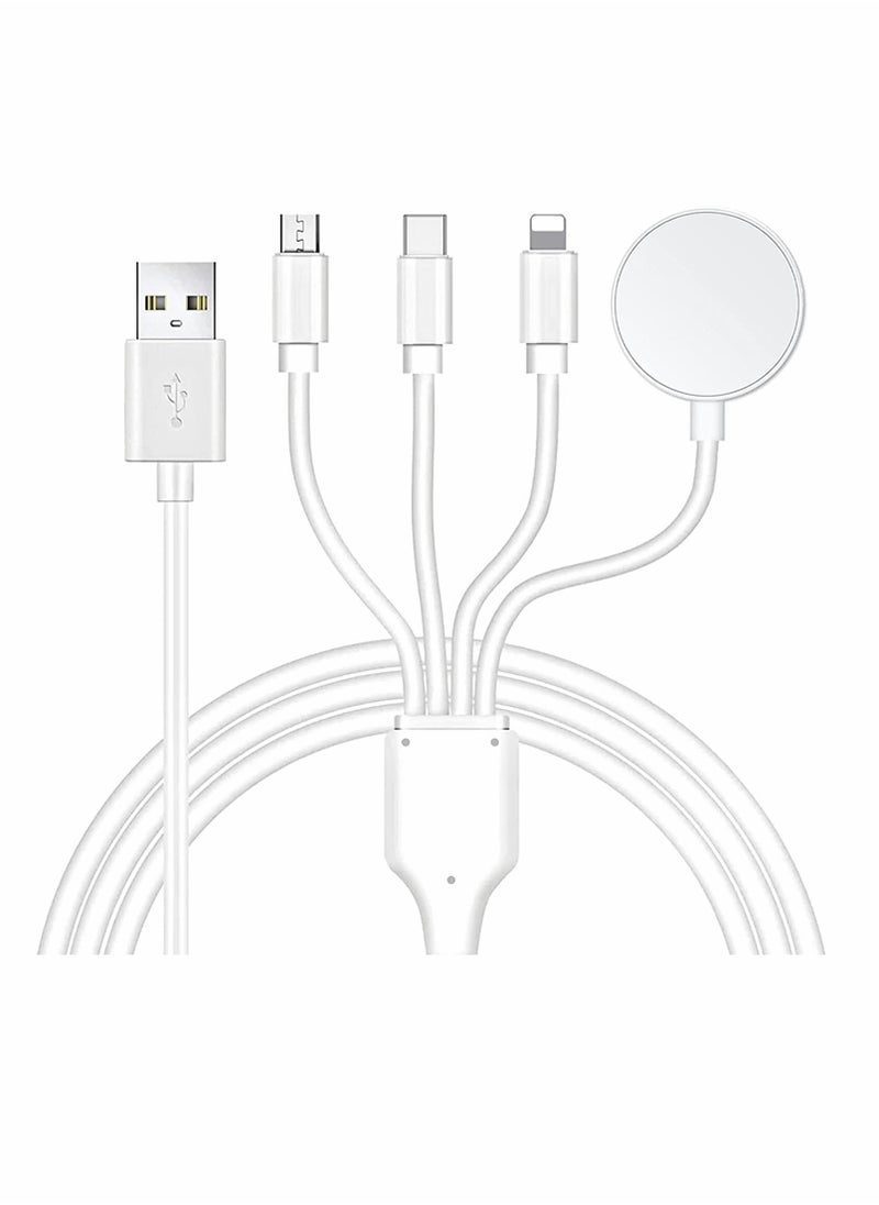 ماركة غير محددة كابل شحن 4 في 1 للساعات والهواتف، كابل شحن متعدد USB - كابل نوع C، سريع ومغناطيسي، سلك شحن متوافق مع ساعة آبل، آيفون، جالاكسي، بيكسل، أندرويد، ساعة  - Image 1