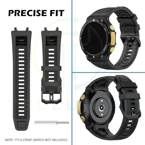 T TECLUSIVE Silicone Strap with Metal Tool Compatible with Amazfit T-Rex 2 | Adjustable Rubber Band with Updated Installation Tool for T Rex 2 (Beige) - Image 3
