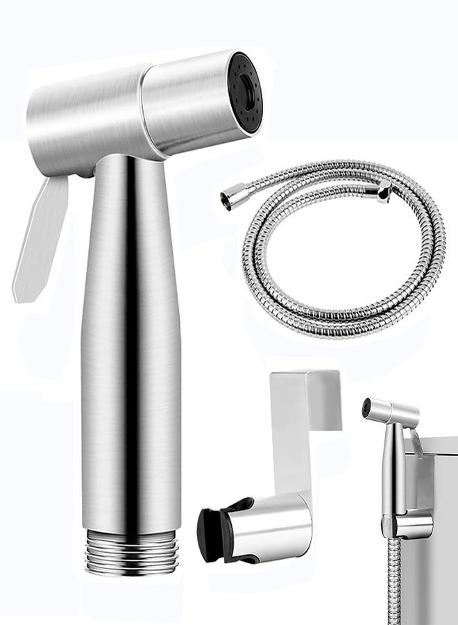 Handheld Bidet Sprayer Kit for Toilet, Stainless Steel Brushed Nickel Sprayer Toilet Bathroom Shower Head with 59 inch Hose and Wall Bracket Holder 3 Set(Note: linker not T valve Included) - Image 1