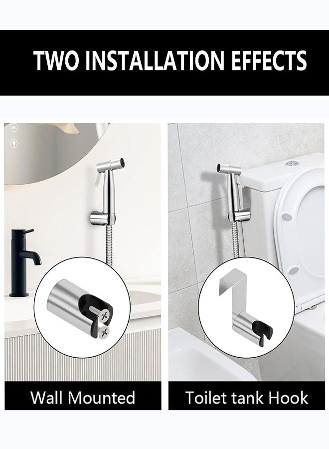 Handheld Bidet Sprayer Kit for Toilet, Stainless Steel Brushed Nickel Sprayer Toilet Bathroom Shower Head with 59 inch Hose and Wall Bracket Holder 3 Set(Note: linker not T valve Included) - Image 4