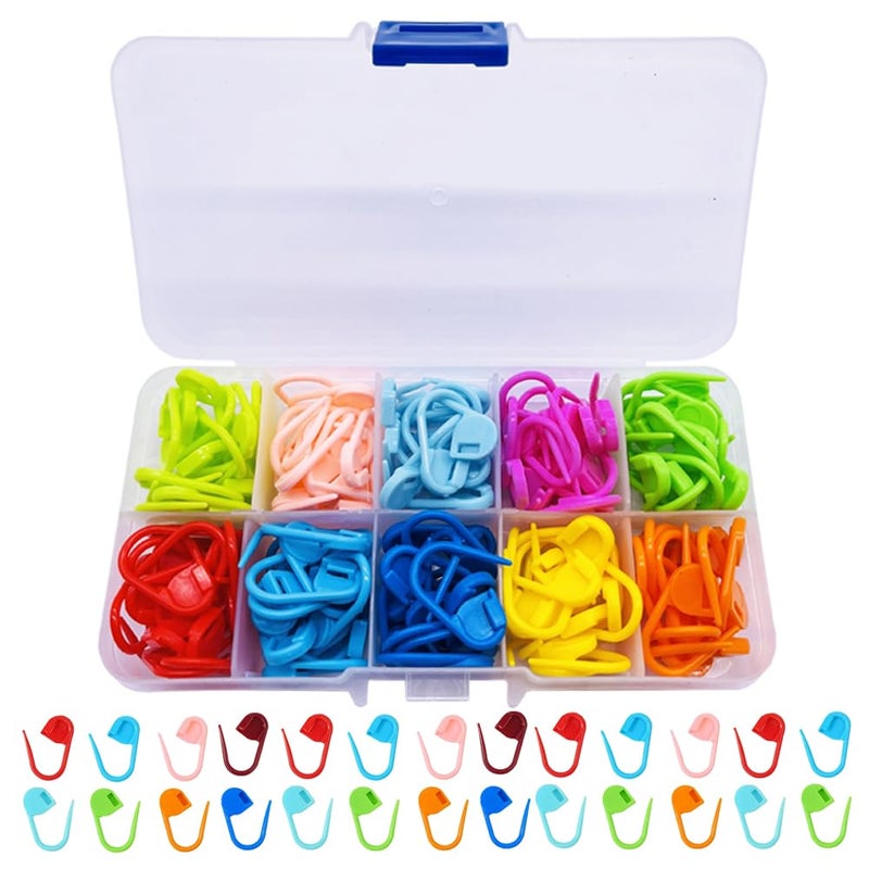 YINVA 150Pcs Crochet Stitch Marker Knitting Crochet Locking Stitch MultiColor Knitting Markers Stitch Markers Clips for Handwork Knitting Craft