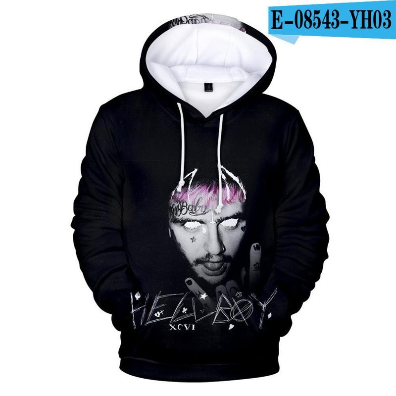 Rapper Lil Peep Surrounding 3D Digital Printing Casual Hooded Vests - Image 1