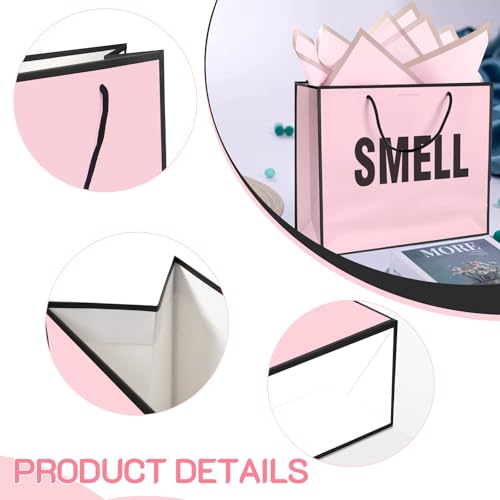 QLSKO 5 Senses Gift Bags for Women Men with Bow Ribbon Tissue Paper and Handles,Five Senses Gift Paper Bag for Present Wrappings,Wedding Anniversary Party Mothers Valentine,Medium (Pink) - Image 4