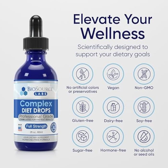 BioSource Labs Complex Diet Drops – Best Natural Drops for Men and Women (2 Bottle Pack) - 60 Day Supply - Image 5