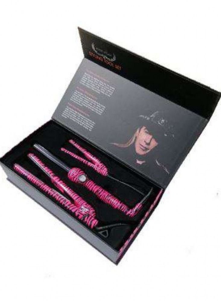 JOSE EBER 3 in 1 Hair Styling Tools Set - Hair Curler & Hair Straightener & Mini Hair Straightener Pink/Black - Image 1