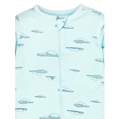 TuddyBuddy Kids 100% Cotton Multi Color Romper/Sleepsuit/Jumpsuit for Baby Boy & Baby Girl (Blue Clouds & Dark Brown, 0-1 Months-Newborn) - Image 4