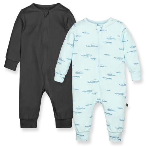 TuddyBuddy Kids 100% Cotton Multi Color Romper/Sleepsuit/Jumpsuit for Baby Boy & Baby Girl (Blue Clouds & Dark Brown, 0-1 Months-Newborn) - Image 1