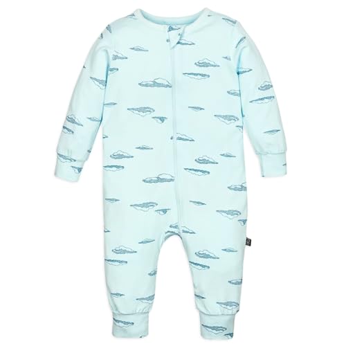 TuddyBuddy Kids 100% Cotton Multi Color Romper/Sleepsuit/Jumpsuit for Baby Boy & Baby Girl (Blue Clouds & Dark Brown, 0-1 Months-Newborn) - Image 3