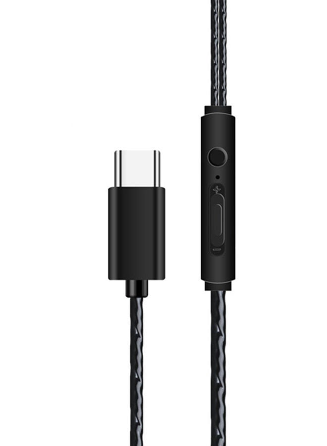 NIBEMINENT Type-C Earphones With Mic Cable Control For Xiaomi Mi 8/6 Black  - Image 3
