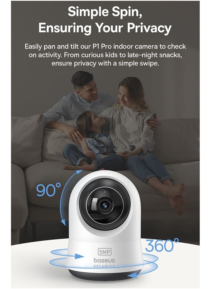 Baseus - BASEUS Security P1 Pro 5MP Indoor Camera 3K 8X Digital Zoom Motion Detection Camera, White - UK Plug - Image 1