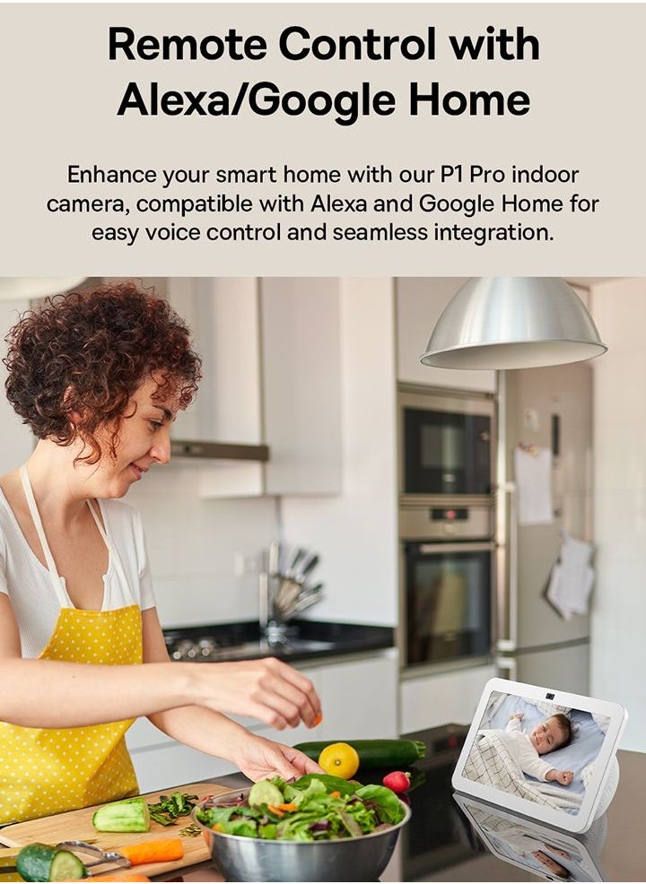 Baseus - BASEUS Security P1 Pro 5MP Indoor Camera 3K 8X Digital Zoom Motion Detection Camera, White - UK Plug - Image 1