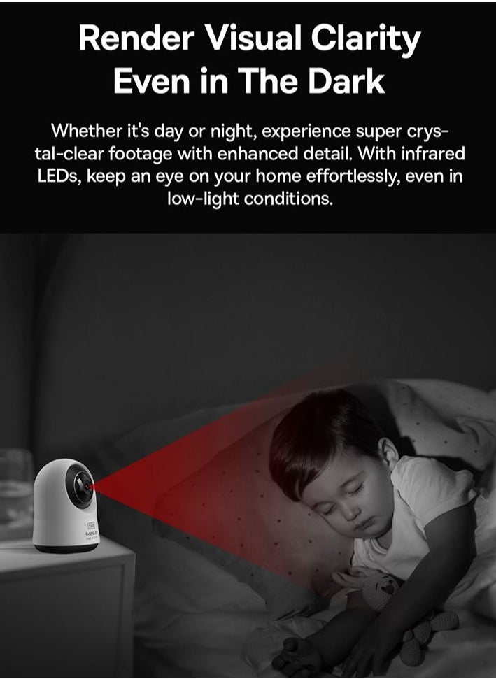 Baseus - BASEUS Security P1 Pro 5MP Indoor Camera 3K 8X Digital Zoom Motion Detection Camera, White - UK Plug - Image 1