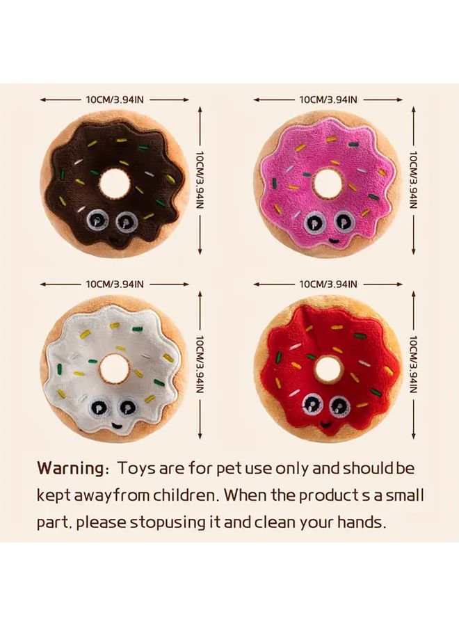 Brown Donut Plush Dog Toy with Squeaker Interactive Play for Puppies and Kittens - Image 4