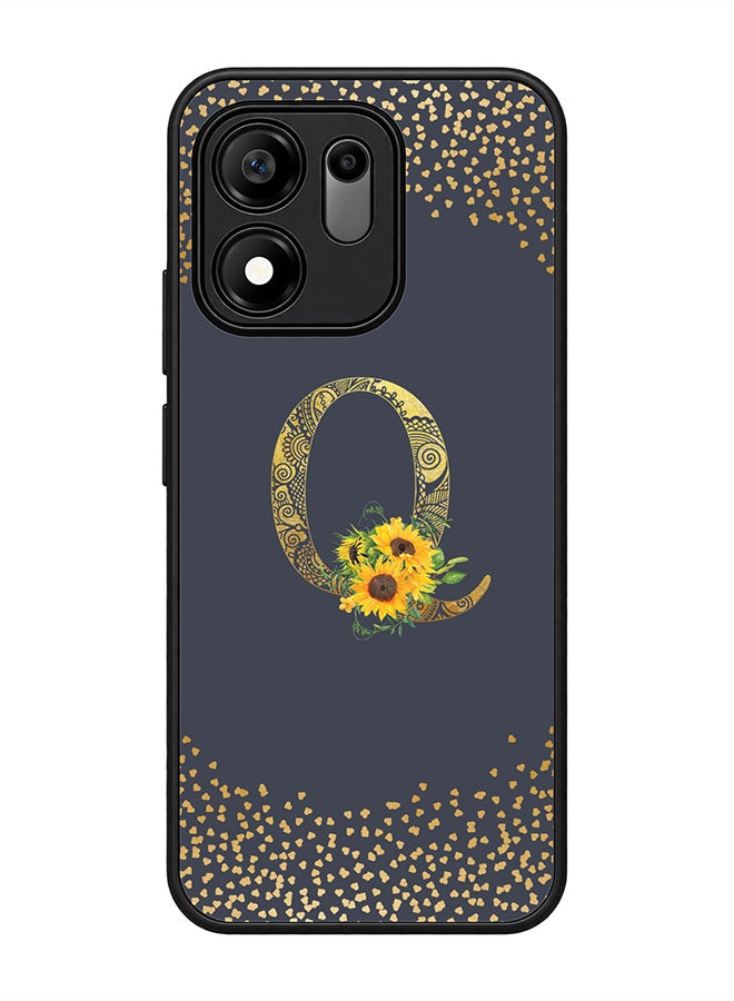 Stylizedd Rugged Case for Honor X7e Plus / 600 Smart- Slim Fit Hybrid Rubber Cover Sunflower Monogram - Q (Grey) - Image 1