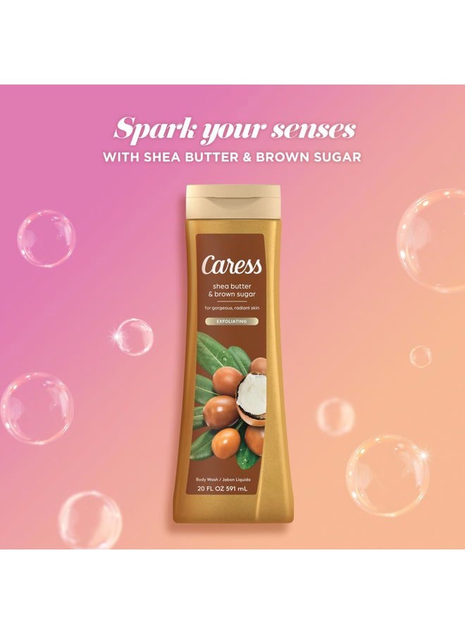 Caress Body Wash, Shea Butter & Brown Sugar, Moisturizing Body Wash for Gorgeous, Radiant Skin, Exfoliating Body Soap Liquid, 20 Fl Oz (Pack of 2) - Image 3