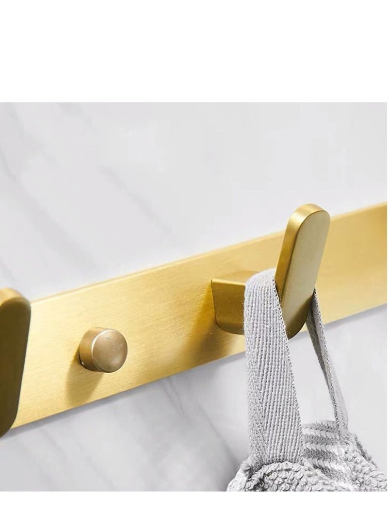 Y&D 5-Hook Coat Rack Rail Gold Polished Bathroom Towel Shelf Kitchen Hook Robe Hanger With 5 Fixed Hooks Solid Hand towel Space Saving Towels Holder Heavy Duty Wall Mount Stainless Steel  - Image 4