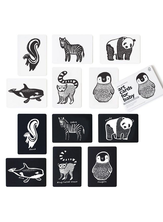 Wee Gallery Black And White Art Flash Cards For Babies High Contrast Educational Animal Picture Cards Baby Visual Stimulation Brain And Memory Development In Infants And Toddlers B&W Animals - Image 1