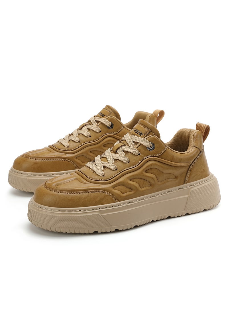 Sky View SKY VIEW Men's Fashion Shoes Ultrafine Fiber Vamp Casual Shoes For Men Non Slip Lace Up Chunky Sneakers Cushioned And Lightweight Low Top Walking Shoes  - Image 1