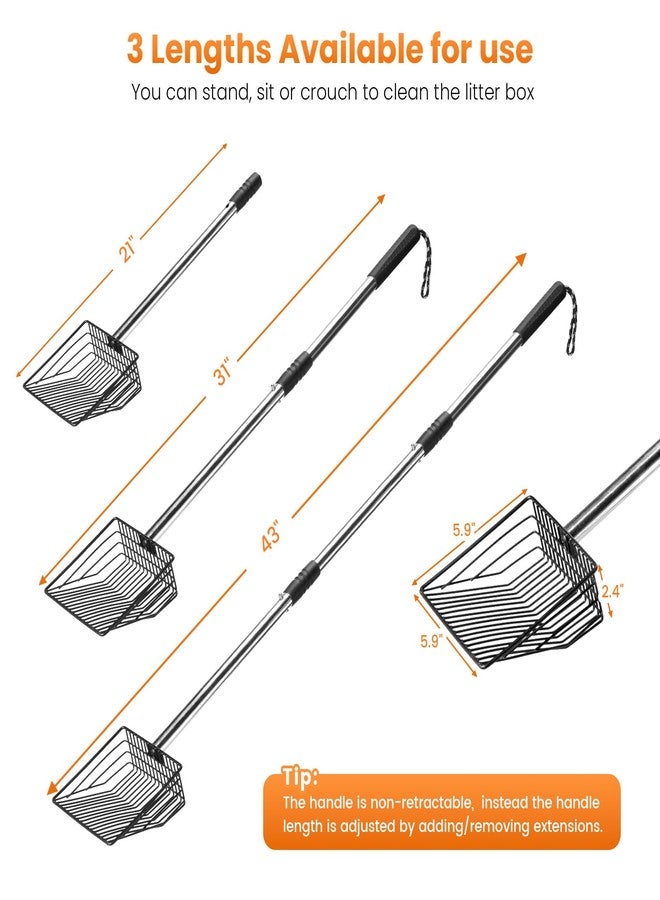 PETOCAT Cat Litter Scoop with Holder 43" Metal Litter Scooper with Stainless Steel Long Handle, Large Kitty Box Scooper Heavy Duty Deep Shovel for Fast Sifting, Dog Waste Scooops for Outside Pet Poop - Image 5