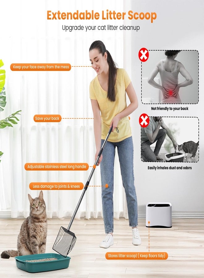 PETOCAT Cat Litter Scoop with Holder 43" Metal Litter Scooper with Stainless Steel Long Handle, Large Kitty Box Scooper Heavy Duty Deep Shovel for Fast Sifting, Dog Waste Scooops for Outside Pet Poop - Image 4