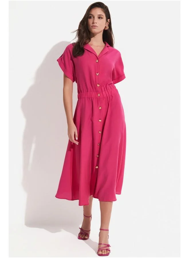 JUNE June Exclusive Modal Blend Shirt Dress Fuchsia